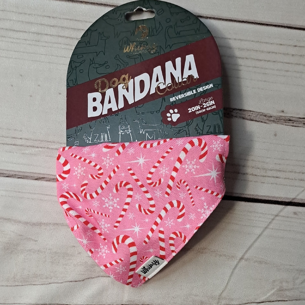 Whimsy Pink Candy Cane Dog Collar Bandana Size Large